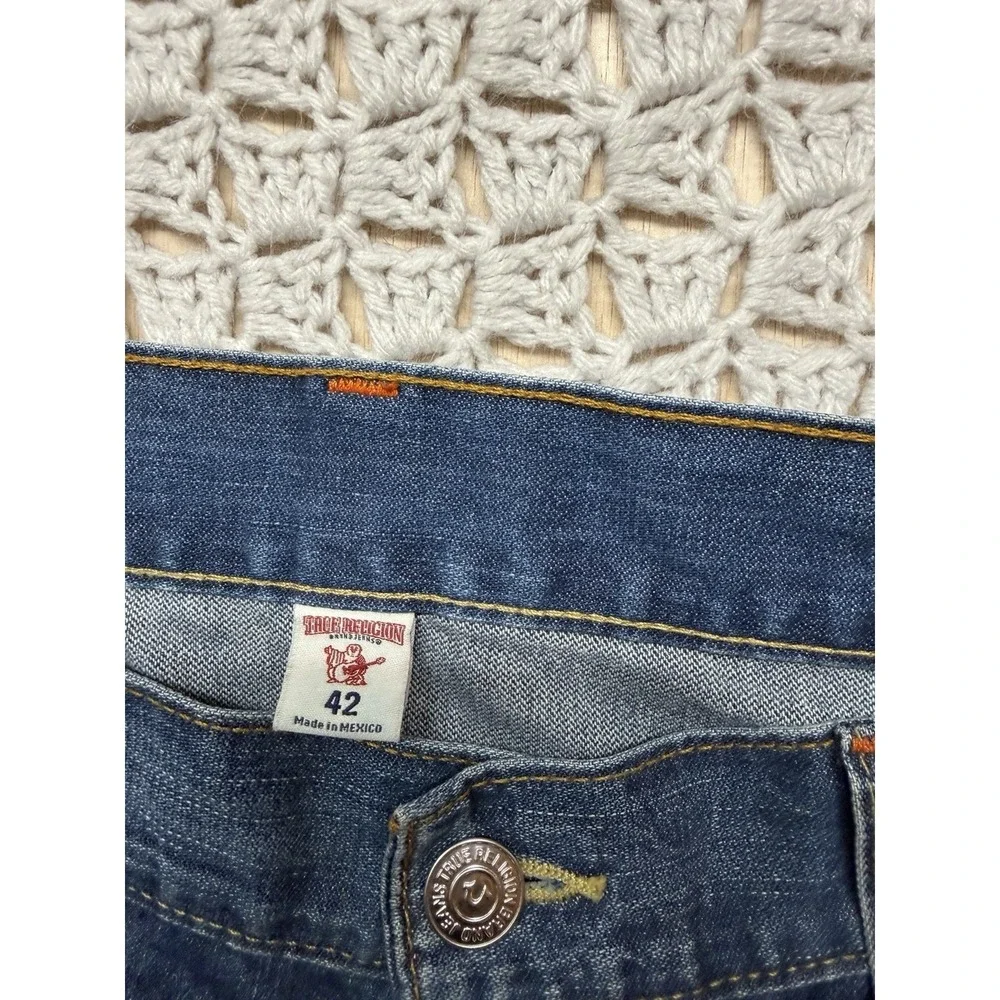True Religion World Tour Men's Jeans Tag 42 Fits W44 L34 Blue Denim Straight Leg